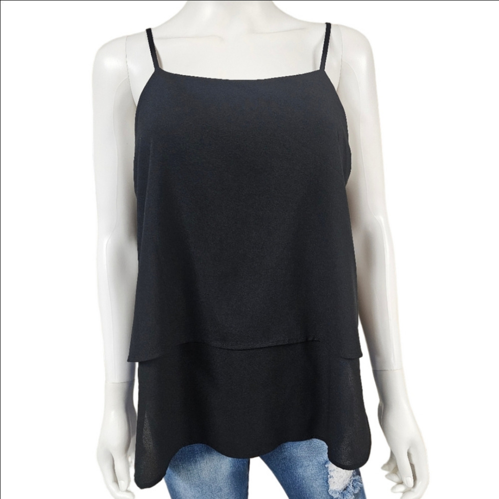 Paper Crane Paneled Adjustable Strap Black Camisole Size L